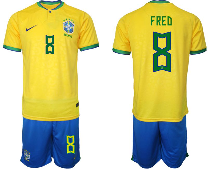 Men 2022 World Cup National Team Brazil home yellow #8 Soccer Jerseys